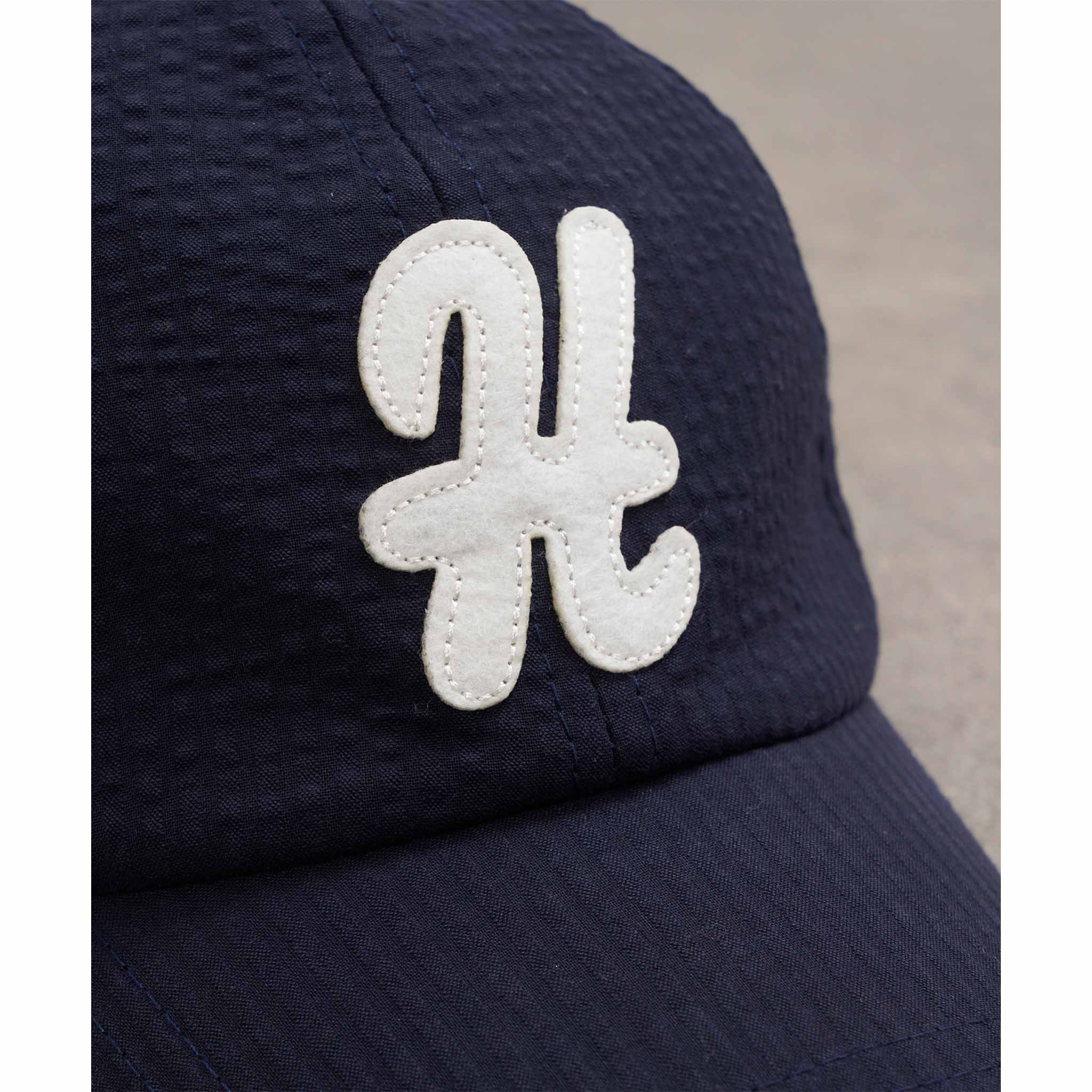 H Baseball Cap in Seersucker Navy