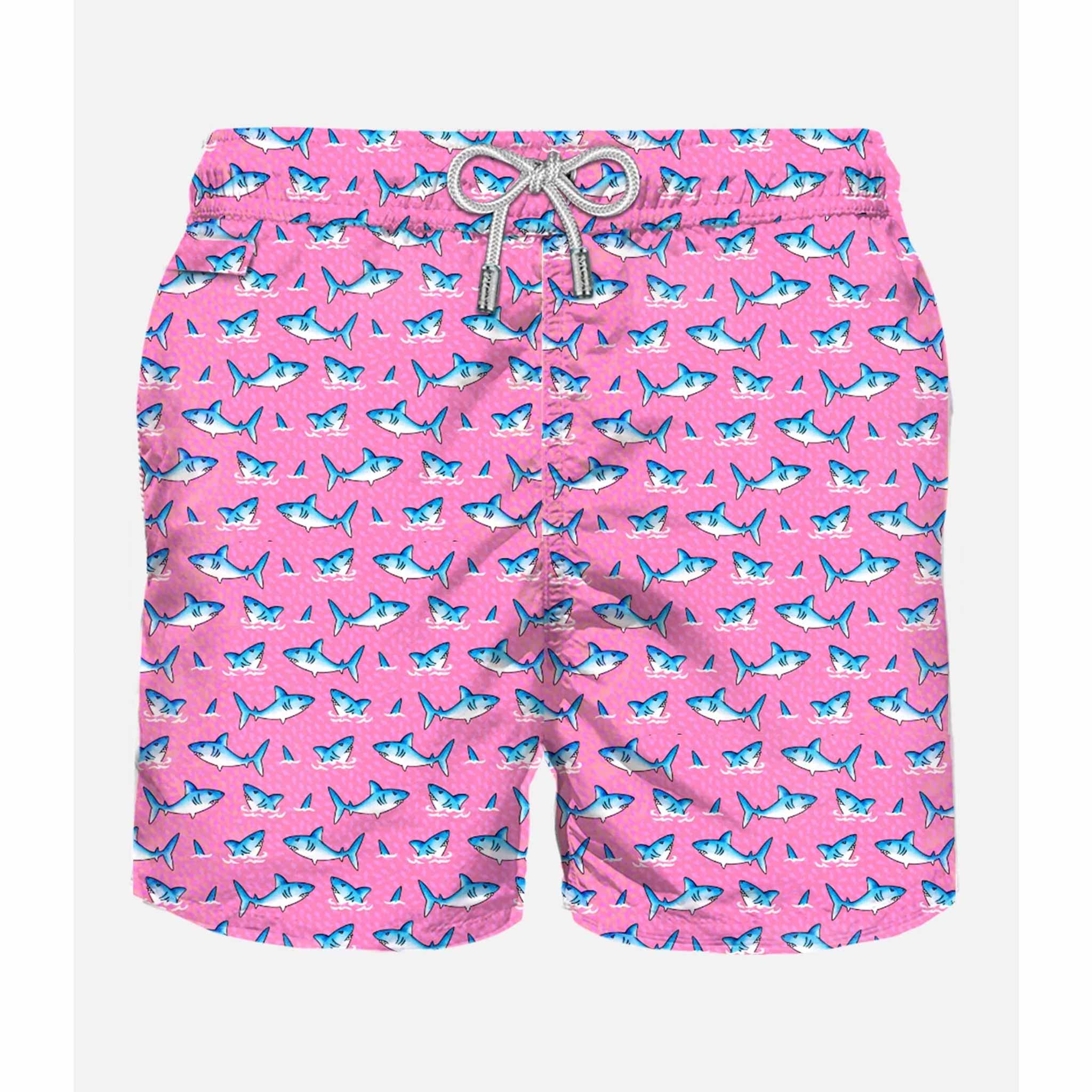 Shark Swim Shorts in Pink