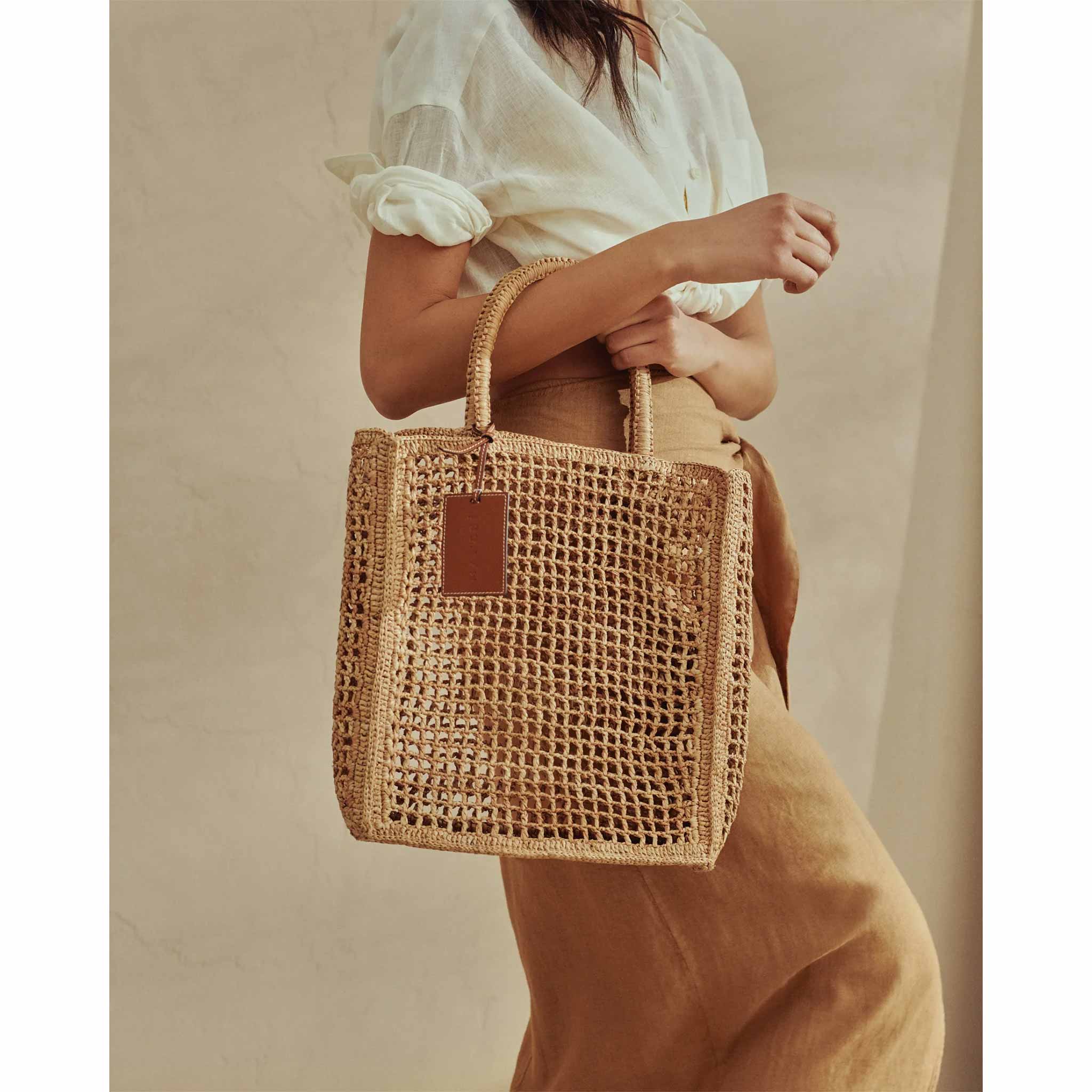 Net Bag in Raffia Tan