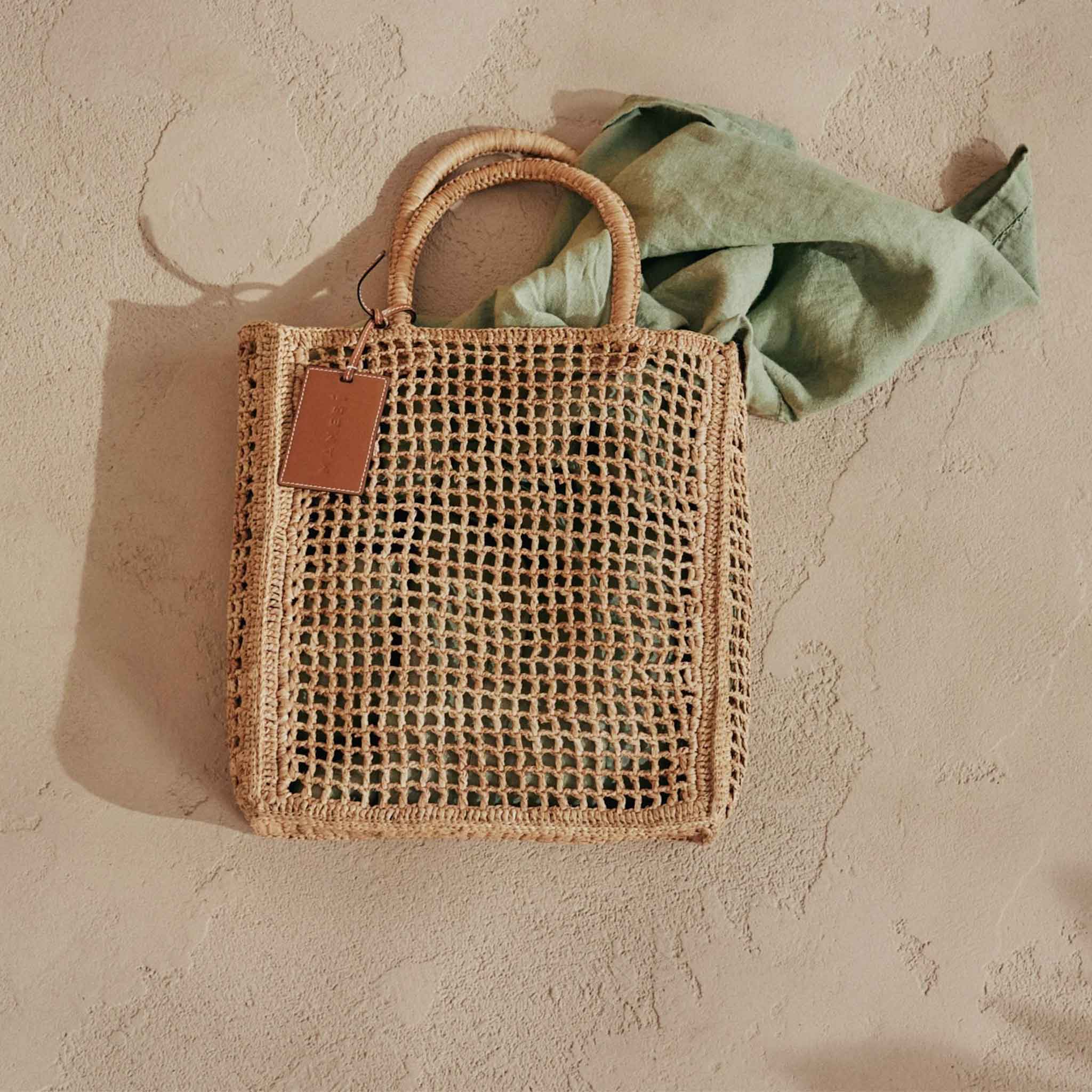 Net Bag in Raffia Tan