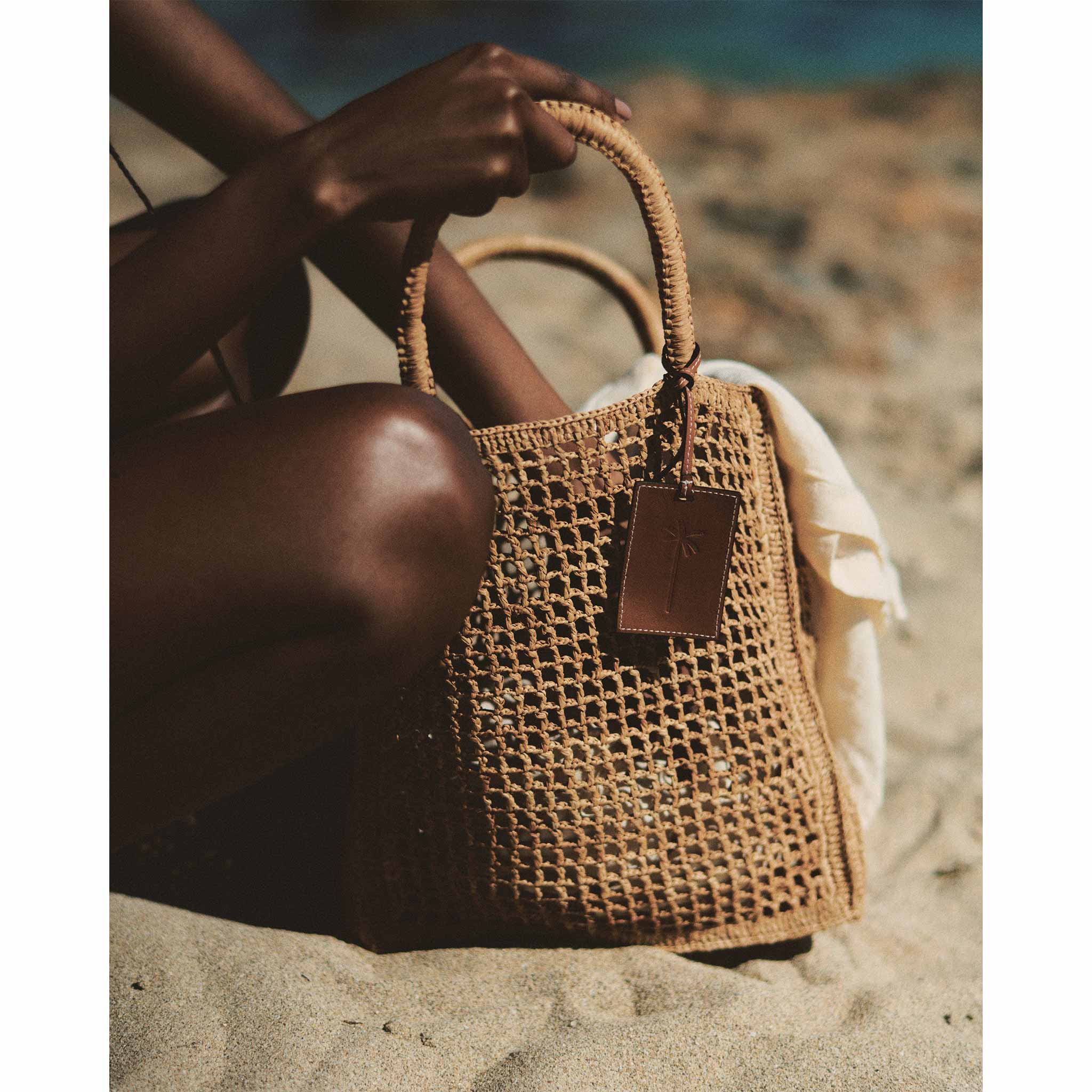 Net Bag in Raffia Tan