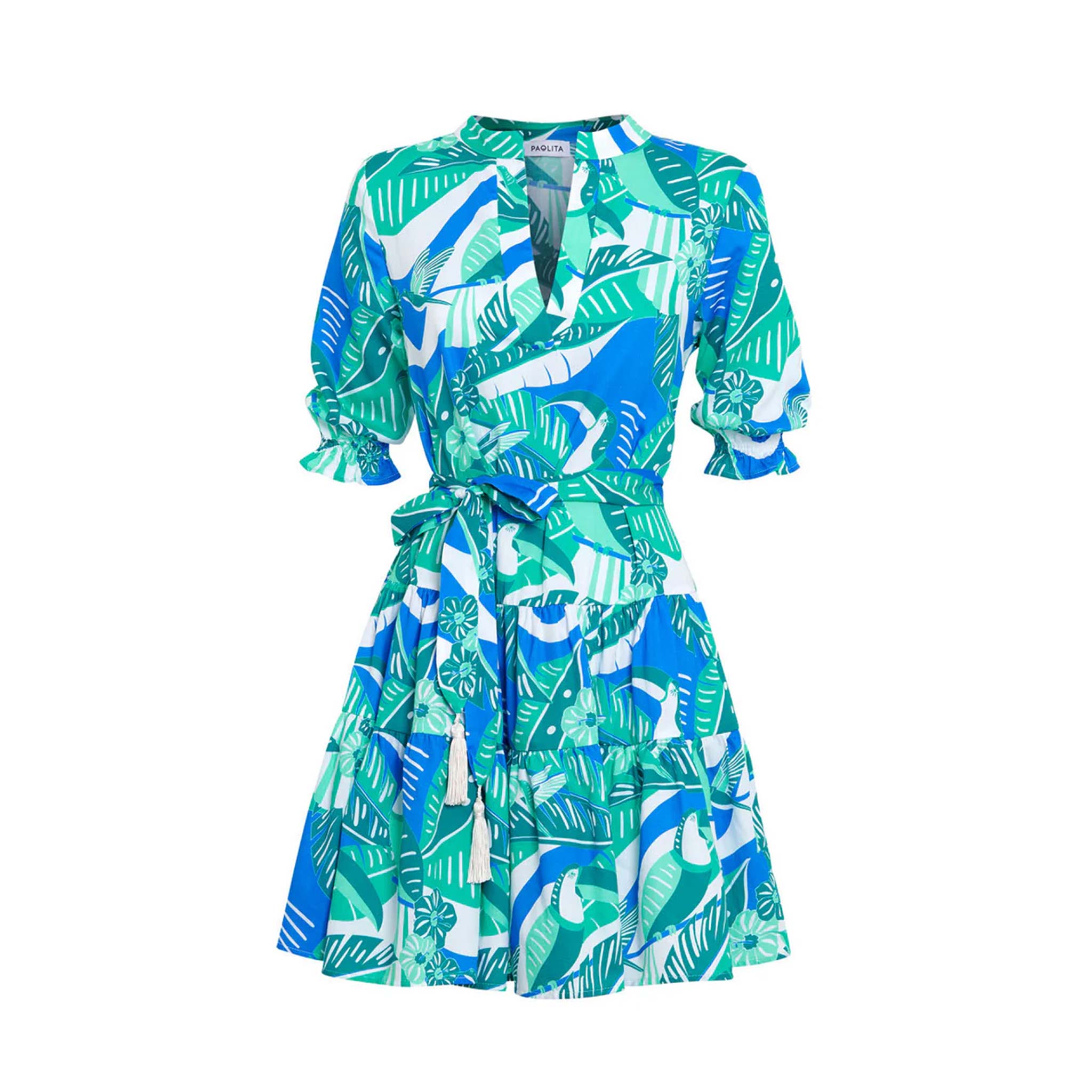 Blue Lagoon Long Sleeve Ruffle Dress