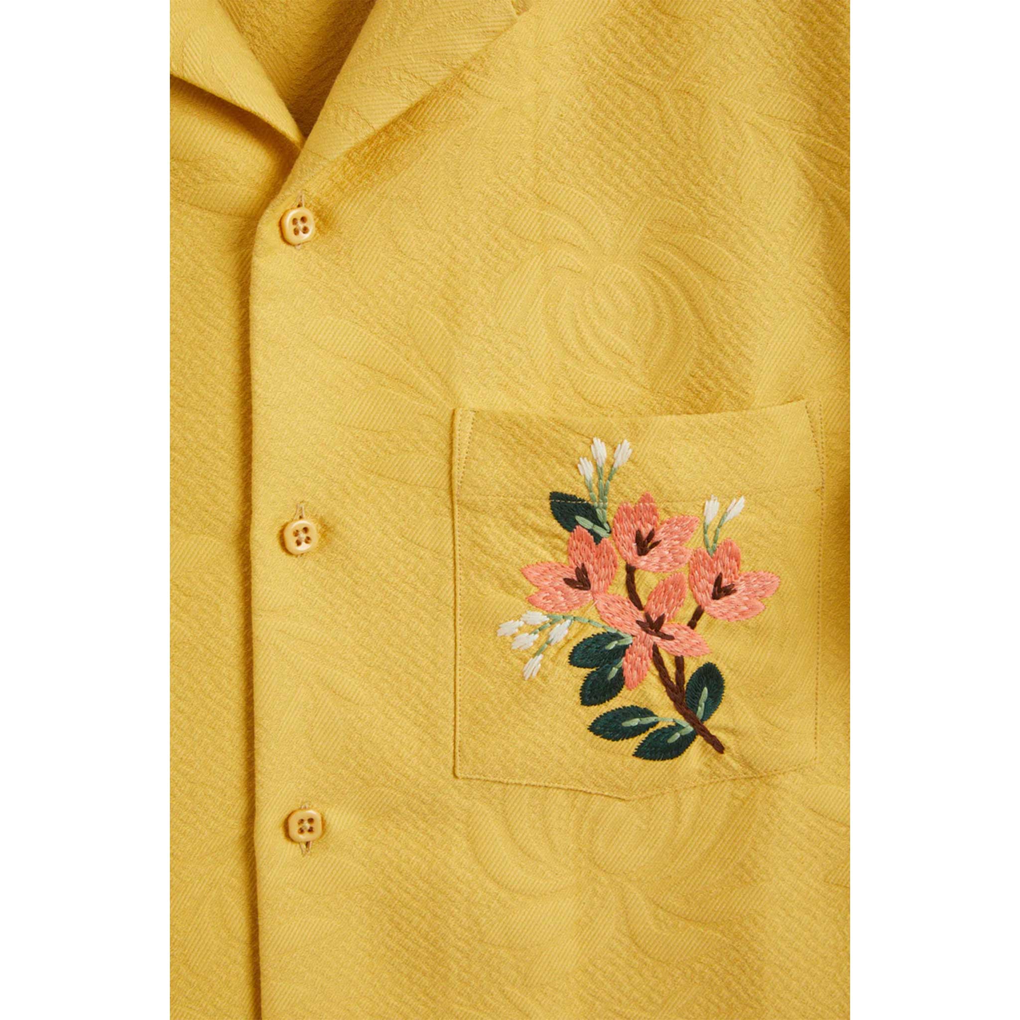 Beach Resort Shirt with Flower Embroidery