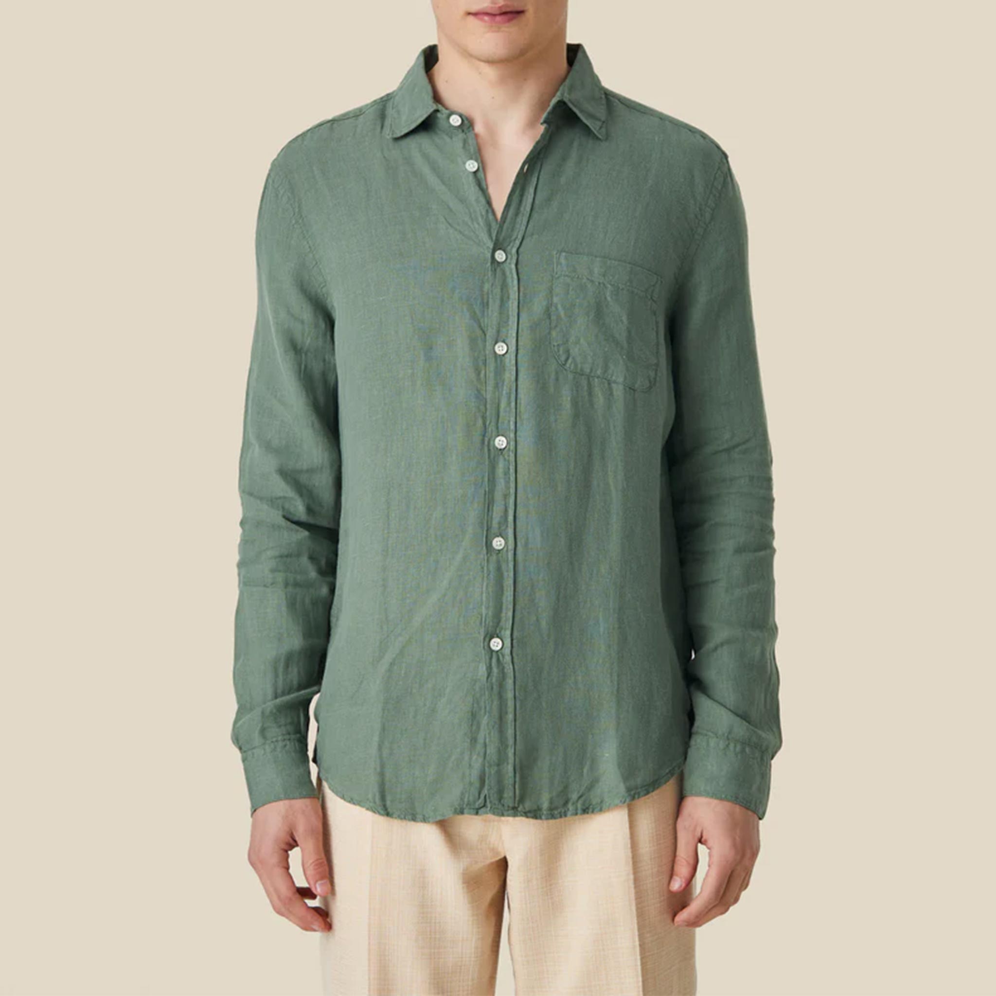 Linen Shirt in Dry Green