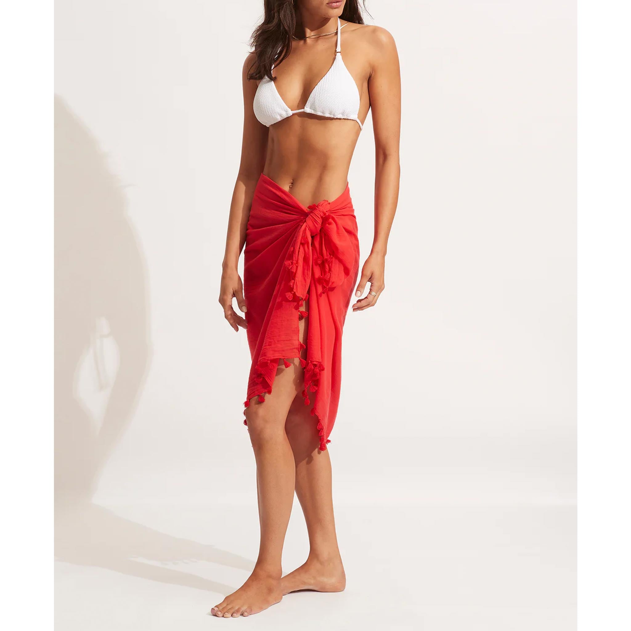 Cotton Gauze Sarong in Chilli Red