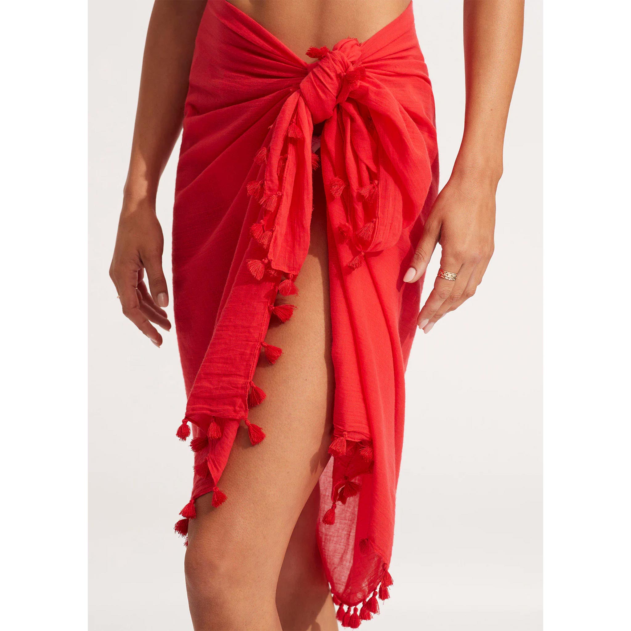 Cotton Gauze Sarong in Chilli Red